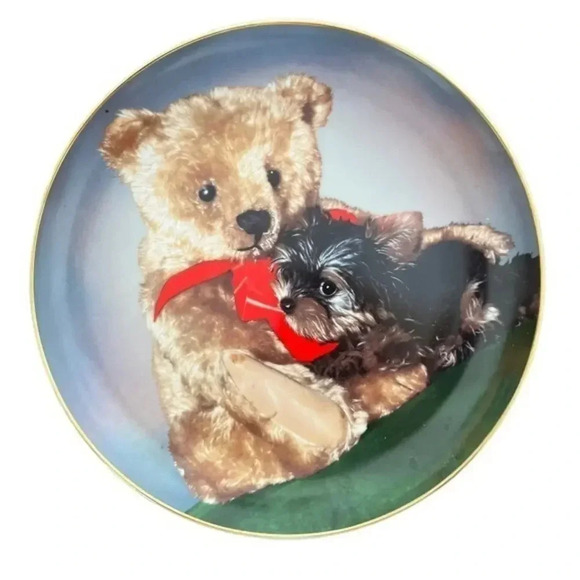 YORKIE Lovers Collectors Plate Tiddlywinks Wink and Pixie Vintage - Picture 1 of 4